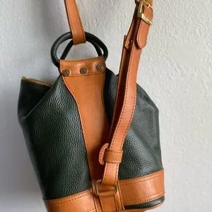 Valentina Pebbled Leather Forest Green & Tan Sling Bag/Backpack Valentina | Bags | Valentina Pebbled Leather Forest Green  main image 2